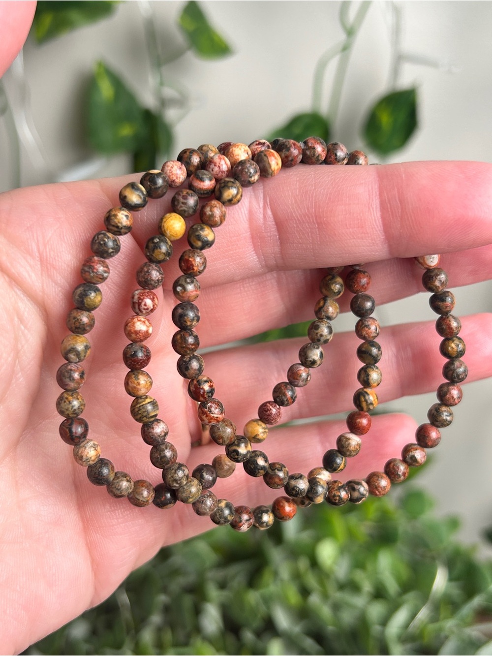 ONE Leopard Skin Jasper Beaded Stretch Bracelet